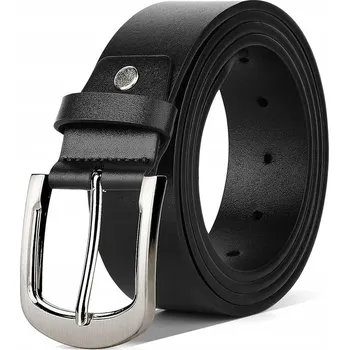 Opasek Kožený pánský Pásek černý, nastavitelný 110 cm s trnovou sponou 38 mm