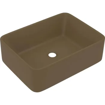 Obdélníkové keramické umyvadlo matné krémové 41 x 30 x 12 cm