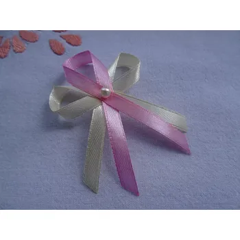 Svatební dekorace Svatební vývazek s perličkou - vanilka / růžová 94