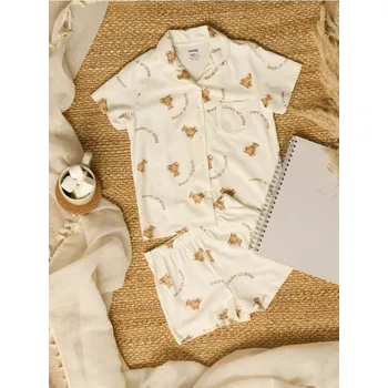 Oblečení a móda Sinsay - Dvoudílné pyžamo na knoflíky - krémová - WW652-01X - WW652-01X-128