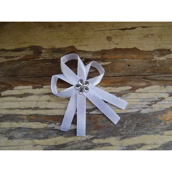 Svatební dekorace Svatební vývazek - bílý s akrylovým květem