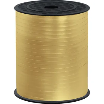 Stuha Plastová stuha chromovaná zlatá - 225 m