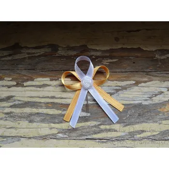 Svatební dekorace Vývazek atlasový oranžová 176 / bílá