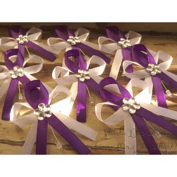 Svatební dekorace Svatební vývazek - bílá / fialová 35