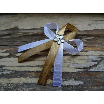 Svatební dekorace Svatební vývazek - bílá / hnědá střední 105