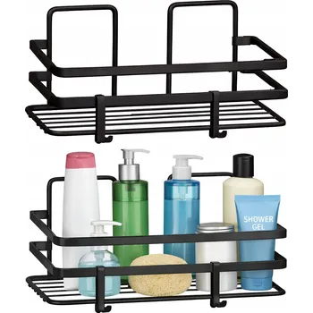 Koupelnový nábytek Koupelnová Polička PROFIX Černá Kovová s Okrajem na Kosmetiku 24 CM x 14 CM x 10 CM