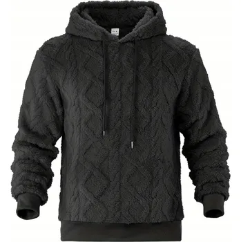 Pánská mikina Pánská silná fleecová mikina s kapucí - Volný střih, pulovr s výstřihem do V, velikost 3XL