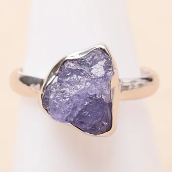 Prsten Tanzanit surový prsten stříbro Ag 925 LOT409 56 mm (US 7,5), 3,7 g