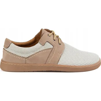 Pánské polobotky BAREFOOT Pánské kožené boty šněrovací perforované 115KZ hnědé 44