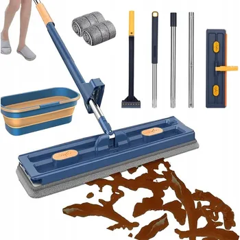 mop VELKÝ PLOCHÝ MOP PRO POHODLNÝ ÚKLID + KYBLÍK + 2 NÁHRADNÍ HLAVICE