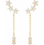 Stříbrné zlacené visací náušnice se zirkony Aurora