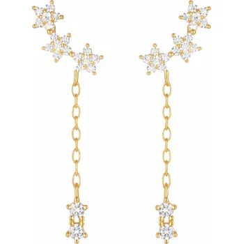 Náušnice Stříbrné zlacené visací náušnice se zirkony Aurora