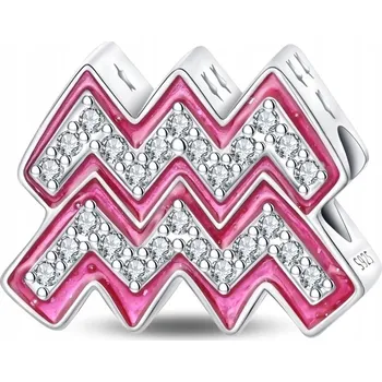 Přívěsek Přívěsek STŘÍBRO 925 Korálek Charms Růžové Znamení Zvěrokruhu Vodnář