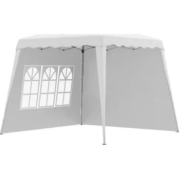 Zahradní altán Outsunny skládací altán vodotěsný 2,4 x 2,4 m UV 50+ nastavitelná výška s lany kolíky boční stěna taška na přenášení Oxford White | Aosom.de