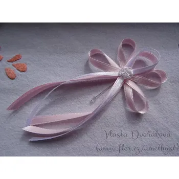 Svatební dekorace Vývazek velký - sv. růžová 330 / bílá