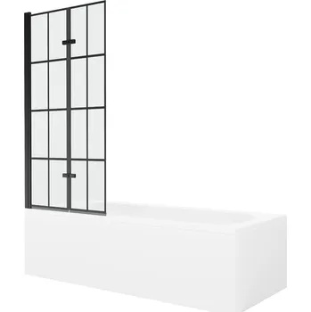 Vana MEXEN/S - Vega obdélníková vana 150 x 70 cm s panelem + vanová zástěna 80, černá vzor 550115070X9208027077