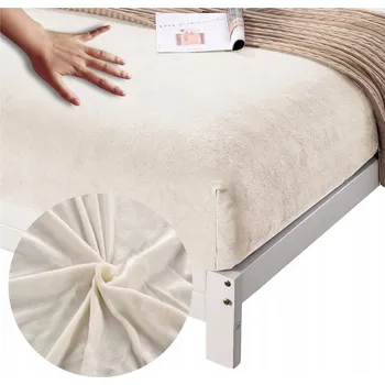 Prostěradlo PROSTĚRADLO měkké PLYŠOVÉ mikrovlákno 180x200 +28cm s gumou MEDVÍDEK KRÉMOVÁ