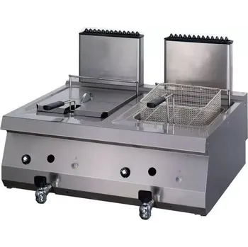 fritéza Maxima Fritéza pro vysoké zatížení - 2 x 12 l - plynová - dvojitá - s vypouštěcím kohoutem - hloubka 70 cm | 09395003