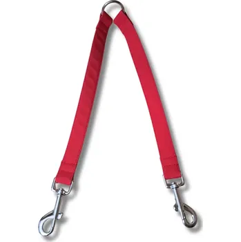 Vodítko pro psa Softshellová rozdvojka pro dva psy - střední plemena - ČERVENÁ