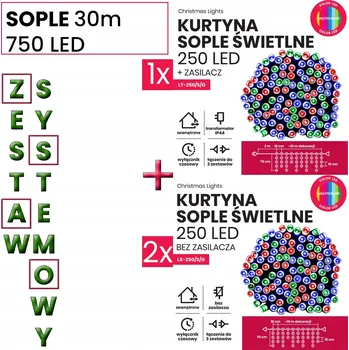 Venkovní osvětlení Světelný závěs Okej Lux rampouchy 501 - 1000 světýlek