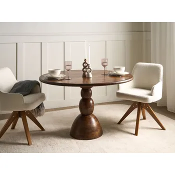 Jídelní stůl Jídelní stůl tmavě hnědé mangové dřevo dřevěná základna a nohy 120 cm deska stolu moderní Beliani