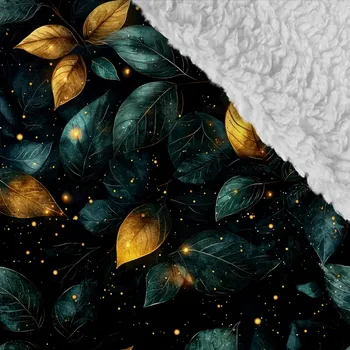 Softshell zimní s bílým beránkem premium listí zlaté se zeleným