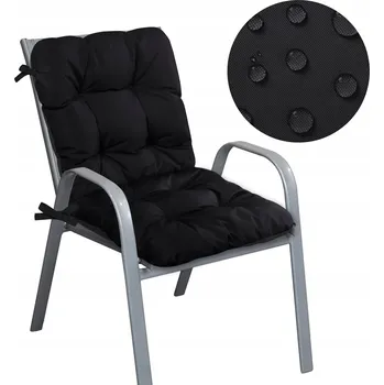 POLŠTÁŘ NA ZAHRADNÍ ŽIDLI 100x50 CM VODĚODOLNÝ S VAZÁNÍM ZAHRADNÍ ČERNÝ