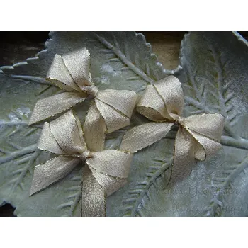 Svatební dekorace Mašlička textilní - metalická zlatá 001