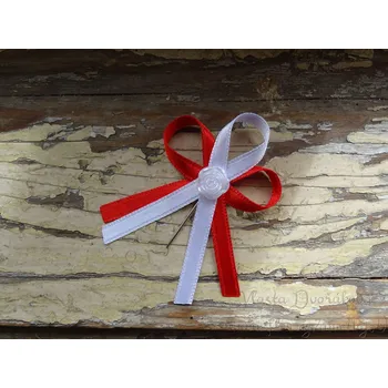 Svatební dekorace Vývazek atlasový červená / bílá