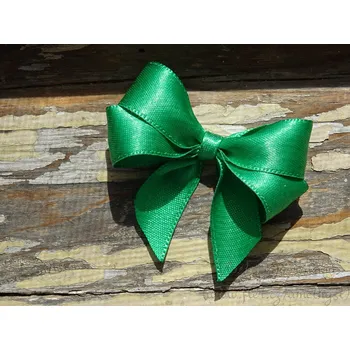 Svatební dekorace Mašlička textilní - saténová zelená trávová 310 - doprodej