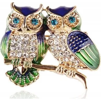 Brož Brož - roztomilé sovy - zirkony .