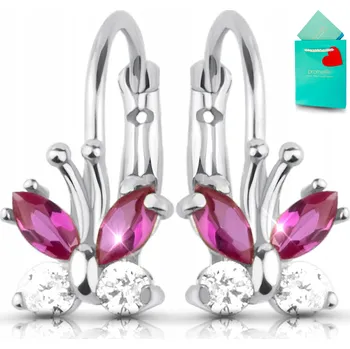 Náušnice Stříbro Náušnice pro dívky, pro děti a dcery, visící motýli, stříbrné