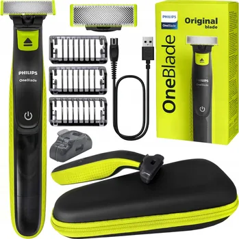 Holicí strojek Holicí Strojek Philips OneBlade s planžetou, akumulátorový, pro mokré i suché holení, se 3 nástavci