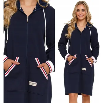 Dámský župan Doctor Nap dámský župan ke kolenům s kapucí, tmavě modrý, velikost S