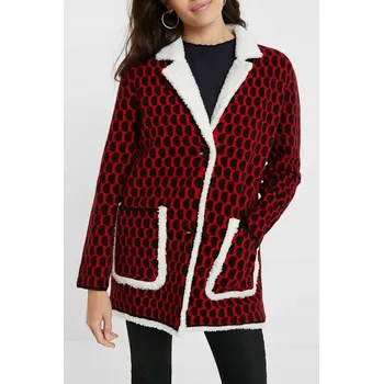 Dámský kabát DESIGUAL ČERVENÝ JEDNOŘADÝ KABÁT (S)