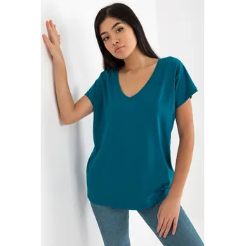 BASIC FEEL GOOD Dámské tričko s výstřihem Ariel modré jeans Velikost: XL