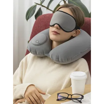 Cestovní polštářek Sinsay - Cestovní set: polštářek a maska na oči - šedá - 756GK-09X - 756GK-09X-ONE