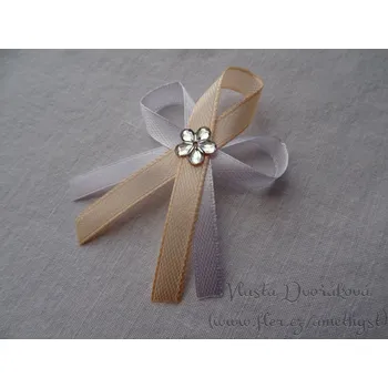 Svatební dekorace Svatební vývazek - broskvová světlá 124 / bílá