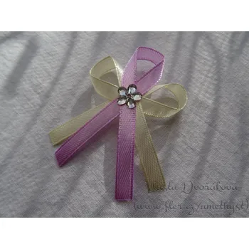 Svatební dekorace Svatební vývazek - krémová 85 s lila 45