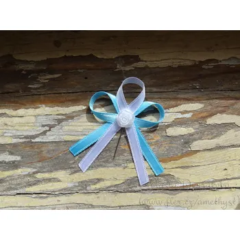 Svatební dekorace Vývazek atlasový tyrkys 655 / bílá