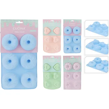 Nádoba na pečení forma na pečení 6ks mix tvarů BÁBOVKA,DONUT,SRDCE silikon
