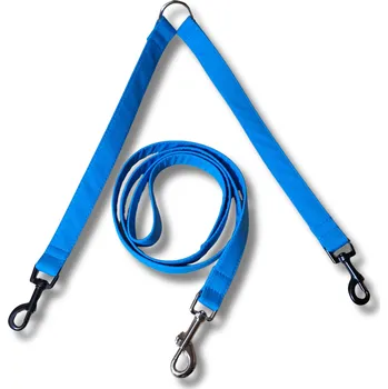 Vodítko pro psa Softshellové vodítko pro dva psy - střední plemena - NEBESKY MODRÁ