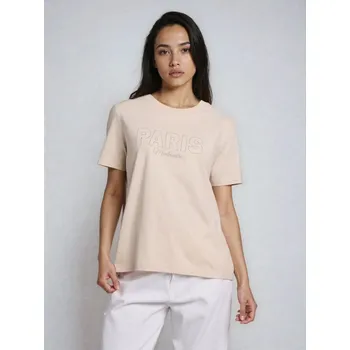 Dámské tričko Sinsay - Bavlněné oversize tričko s potiskem - béžová - 114HB-02X - 114HB-02X-XL