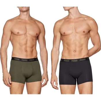 Pánské spodní prádlo Pánské boxerky Puma 2-Pack khaki černá pohodlná bavlna L