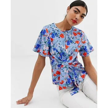 Dámská halenka UNIQUE21 MODRÁ BLŮZA SE VZOREM (38)