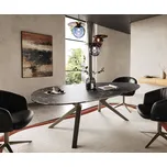 DELIFE Jídelní stůl Edge oválný 220x120 keramika Laminam® Nero Greco antracit Zenthara hranatý kov efektová úprava titanová