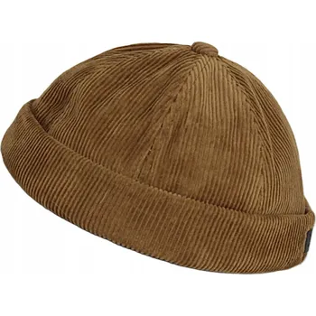 Čepice K262B Světle hnědá krátká leonka čepice dokerka bez kšiltu ohrnovací FISHERMAN