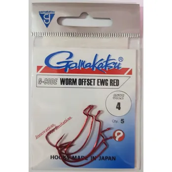 Rybářský háček Gamakatsu Worm Offset Háčky EWG 36 č. 4 - Červené