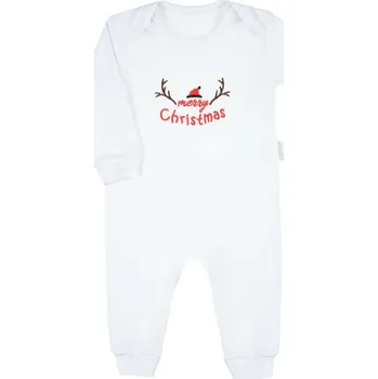 Kojenecký overall Dětské bavlněné overal "Merry Christmas" bílé Nicol, vel. 74