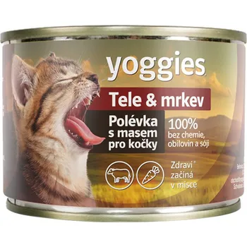 Krmivo pro kočku Yoggies Polévka s masem pro dospělé kočky telecí s mrkví 185 g